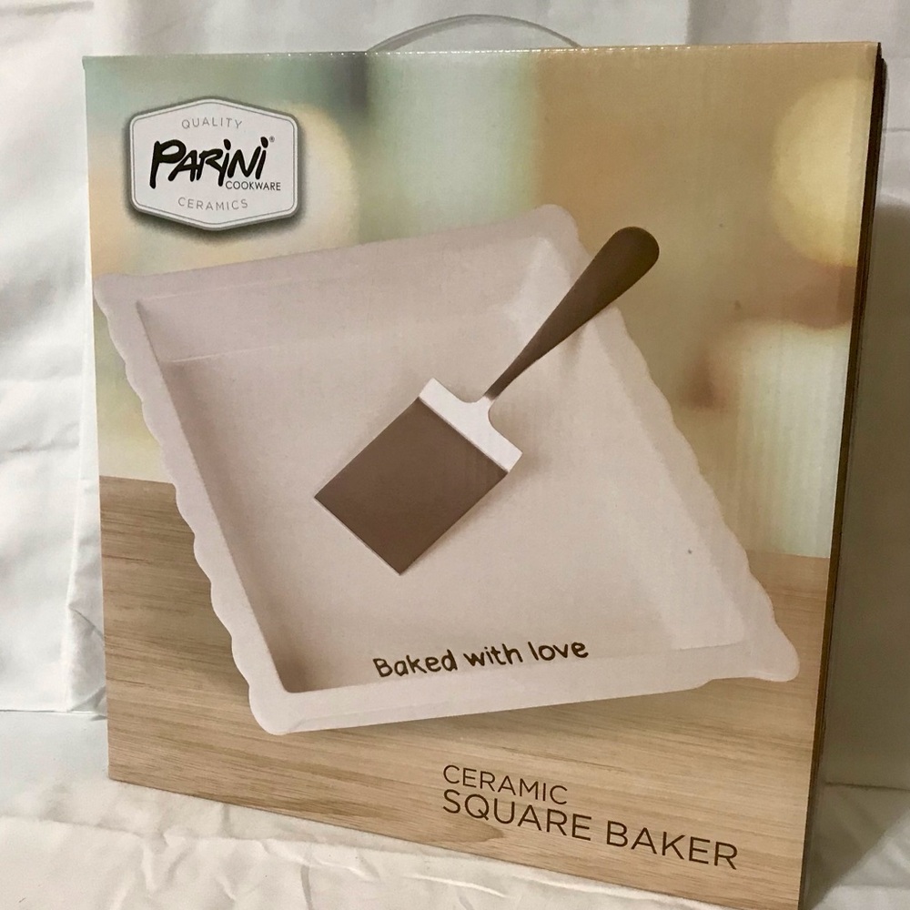 Ceramic Square Baking Dish white with Quote